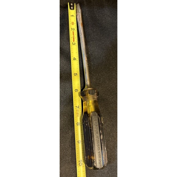 Set of 3 Vintage Stanley 100 Plus Flathead Yellow & Black Screwdrivers - Picture 7 of 7